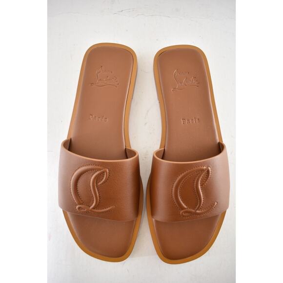 Christian Louboutin CL Mule Flat Cuoio Brown Leather Slide Slip On Sandal 40 - Picture 11 of 15